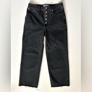 Madewell Perfect Vintage Wide Leg Crop Jeans Raw Hem Rock Grunge